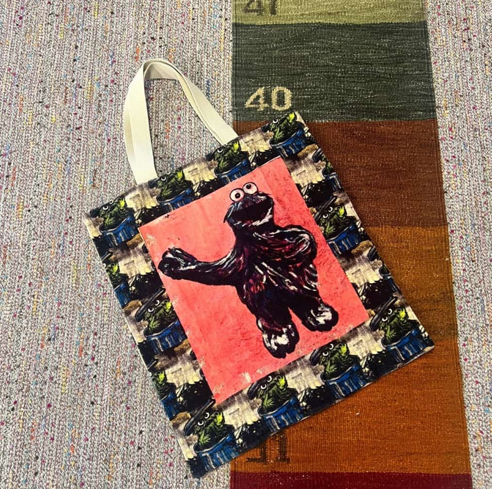 'COOKIE MONSTER' VELVET TOTE BY DAVID BROMLEY