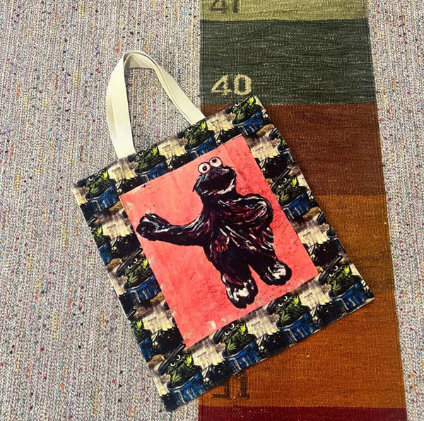 'COOKIE MONSTER' VELVET TOTE BY DAVID BROMLEY