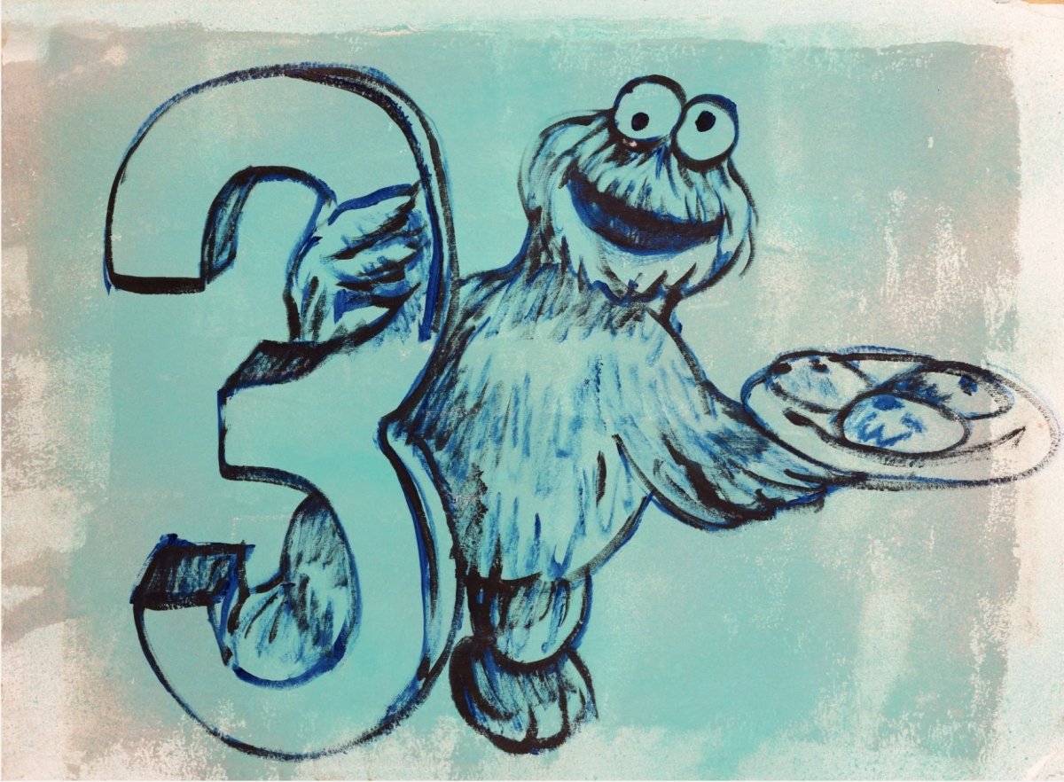Cookie Monster Has Three Cookies
