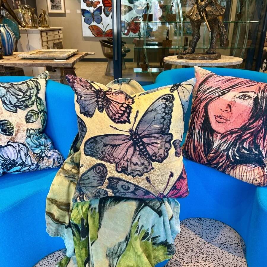'Golden Butterflies' Velvet Cushion By Bromley Studio, 60 x 60cm