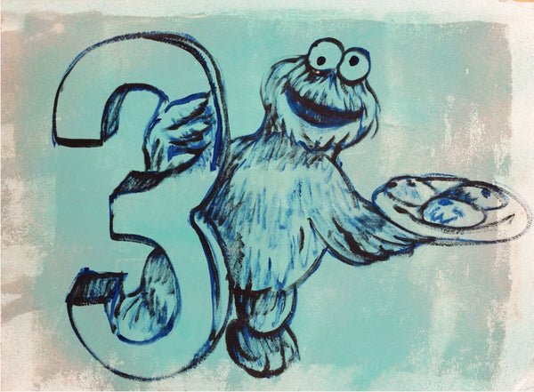 Cookie Monster Has Three Cookies
