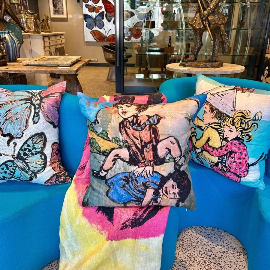 'Leapfrog' Linen Cushion by Bromley Studio. 60 x 60cm