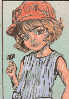 'Flower Girl' David Bromley. Acrylic on canvas, framed. 42 x 30cm